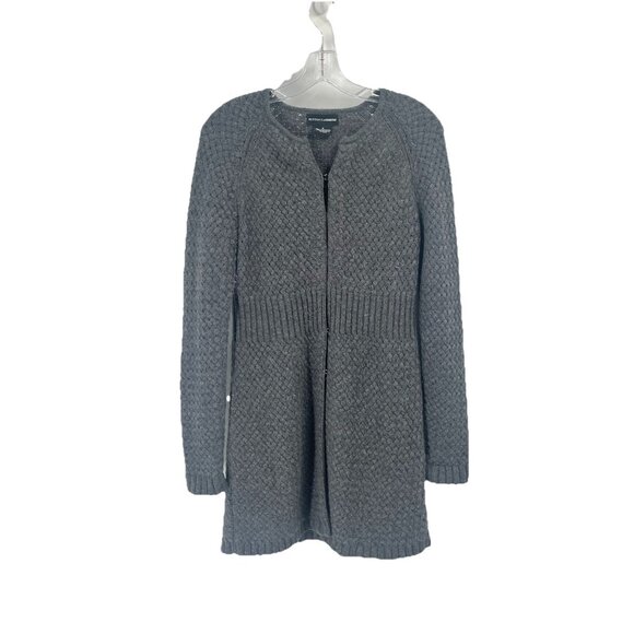 Sutton Cashmere Woven Knit Long Line Cardigan Chunky Quiet Luxury Sz Small - Picture 1 of 6